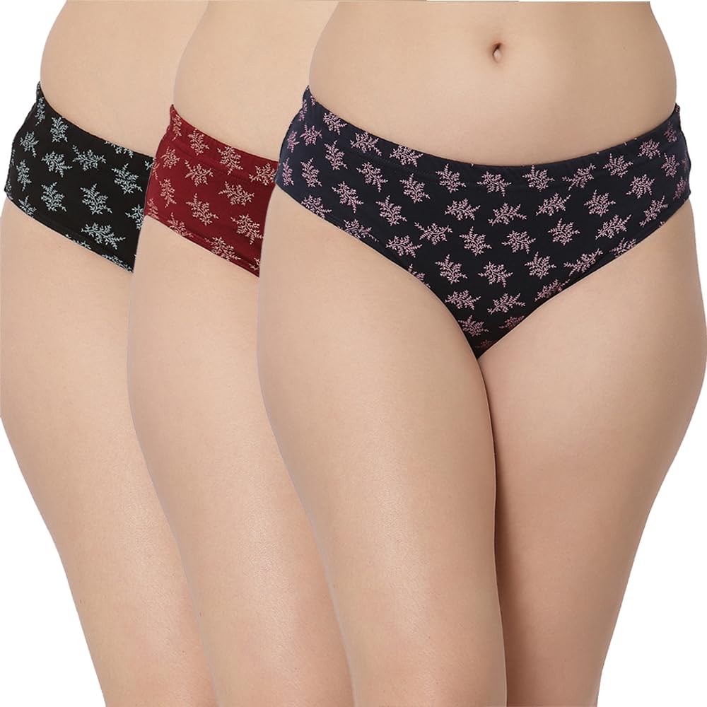 floret Pack of 3 Hipster Panties for Women's Mid Waist High Coverage iner-Elastic Panty/Underwear/Briefs/Lingerie/Undies/Hipstar-picture-25