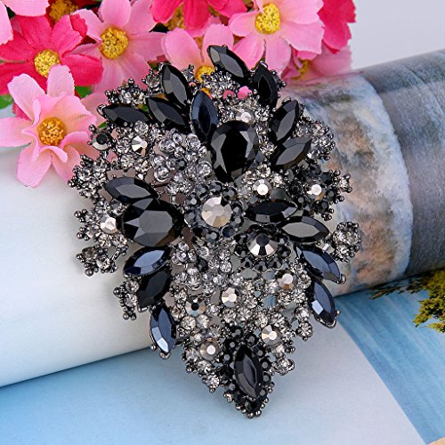 Image of EVER FAITH Women's Austrian Crystal Vintage Style Flower Leaf Cluster Brooch Pendant