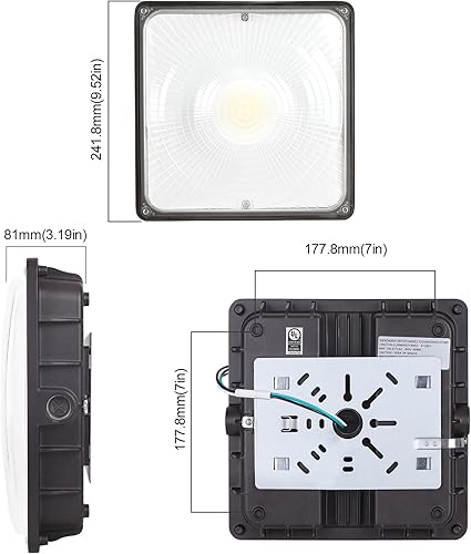 Miniatura 10 de Cinoton Luz LED de toldo de 40 W, 5600 lúmenes (reemplazo HID de 160 W), luz diurna impermeable de 5000 K para garaje, tienda, AC100-277 V,