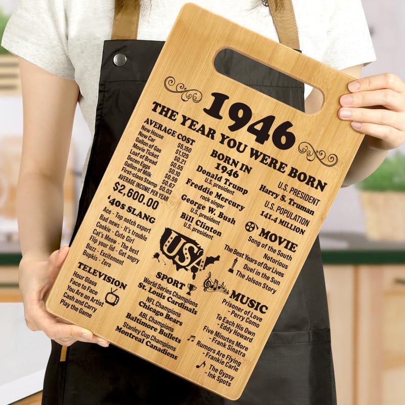 Vista 7 de Regalos de cumpleaños número 80 para mujeres y hombres, tabla de cortar de regalo de cumpleaños de 80 años para ella y él, decoraciones