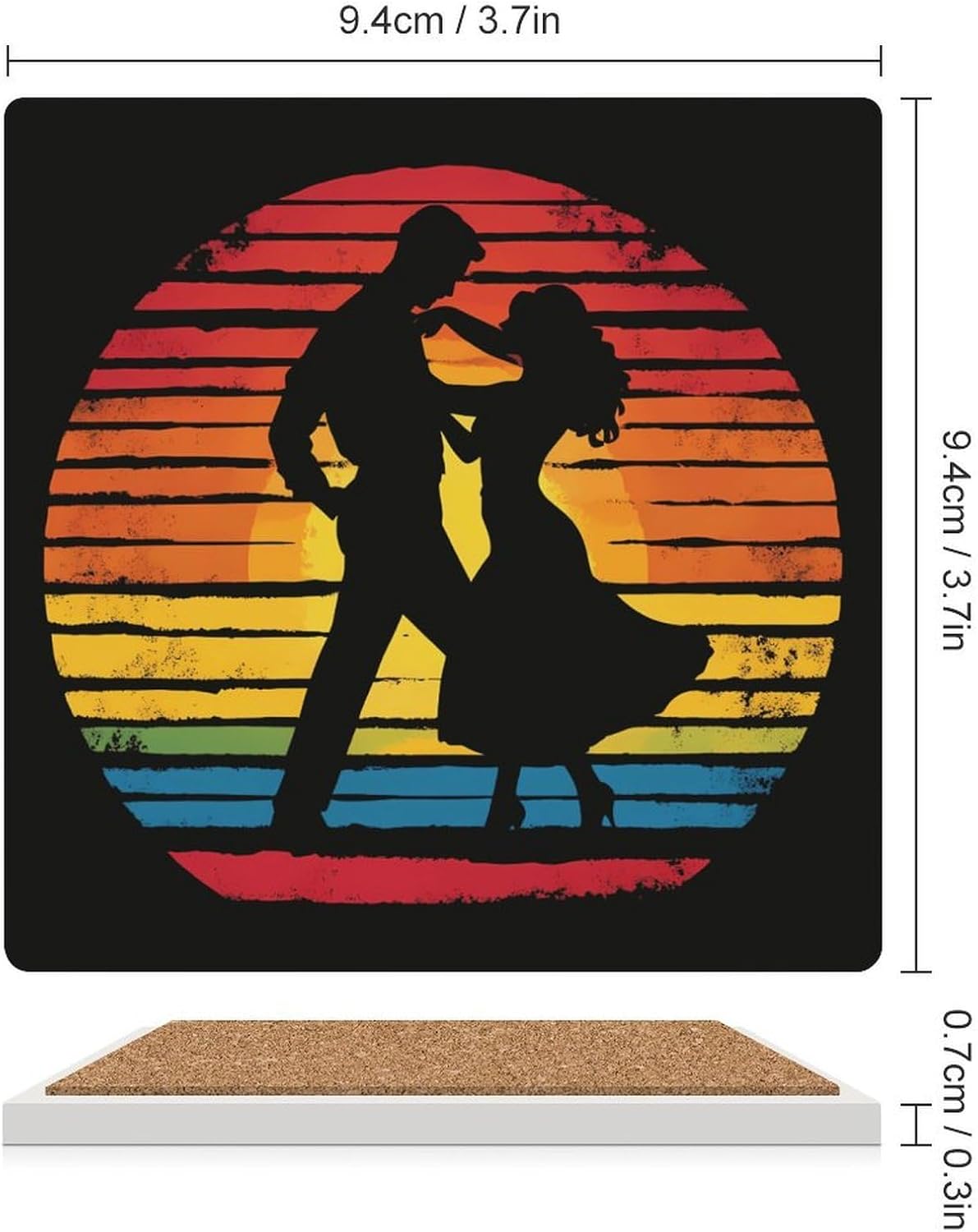 Salsa Dancing Dancer Vintage Ceramic Coasters Set Square Drink Coasters Table Coaster for Kitchen Desktop Decor