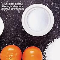 Vista 8 de Bodega de sal de mármol blanco con tapa para Himalaya, mar, hierbas, azúcar o especias, tarro de especias de cocina rústica, pequeño recipiente