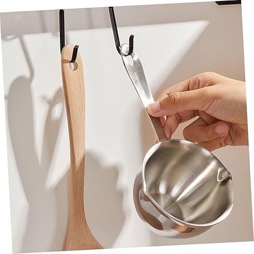 Miniatura 8 de SEWACC Wok de acero inoxidable para verter aceite, olla de doble boquilla para verter aceite, wok pequeño con asa, calentador de mantequilla, olla