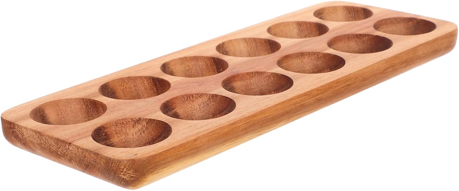 Wooden Egg Holder Tray for Eggs Acacia Wood Egg Storage Dispenser Elegant Countertop Display Refrigerator Organizer and Stylish Kitchen Accessory