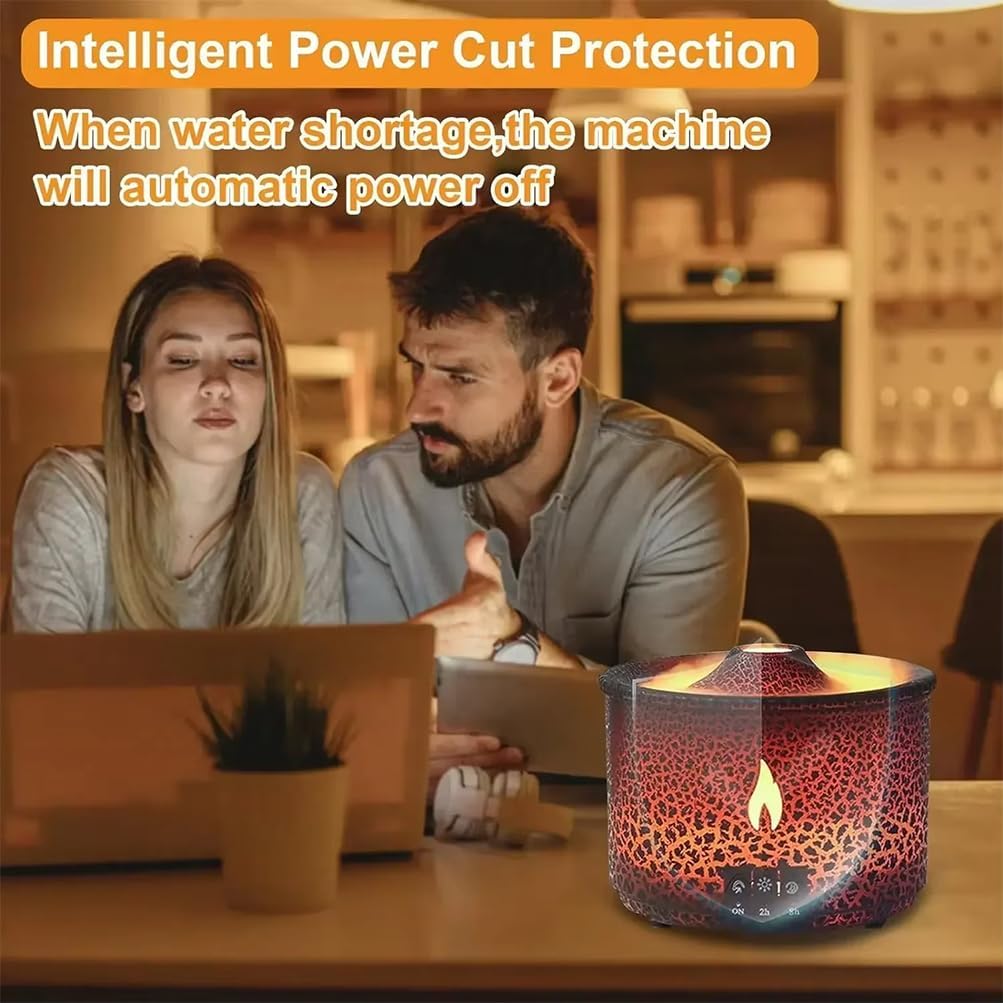 Diffusore umidificatore con telecomando, capacità 360 ml, modalità fiamma/meduse, luce notturna e spegnimento automatico senza acqua, timer, aromaterapia per casa e camera da letto