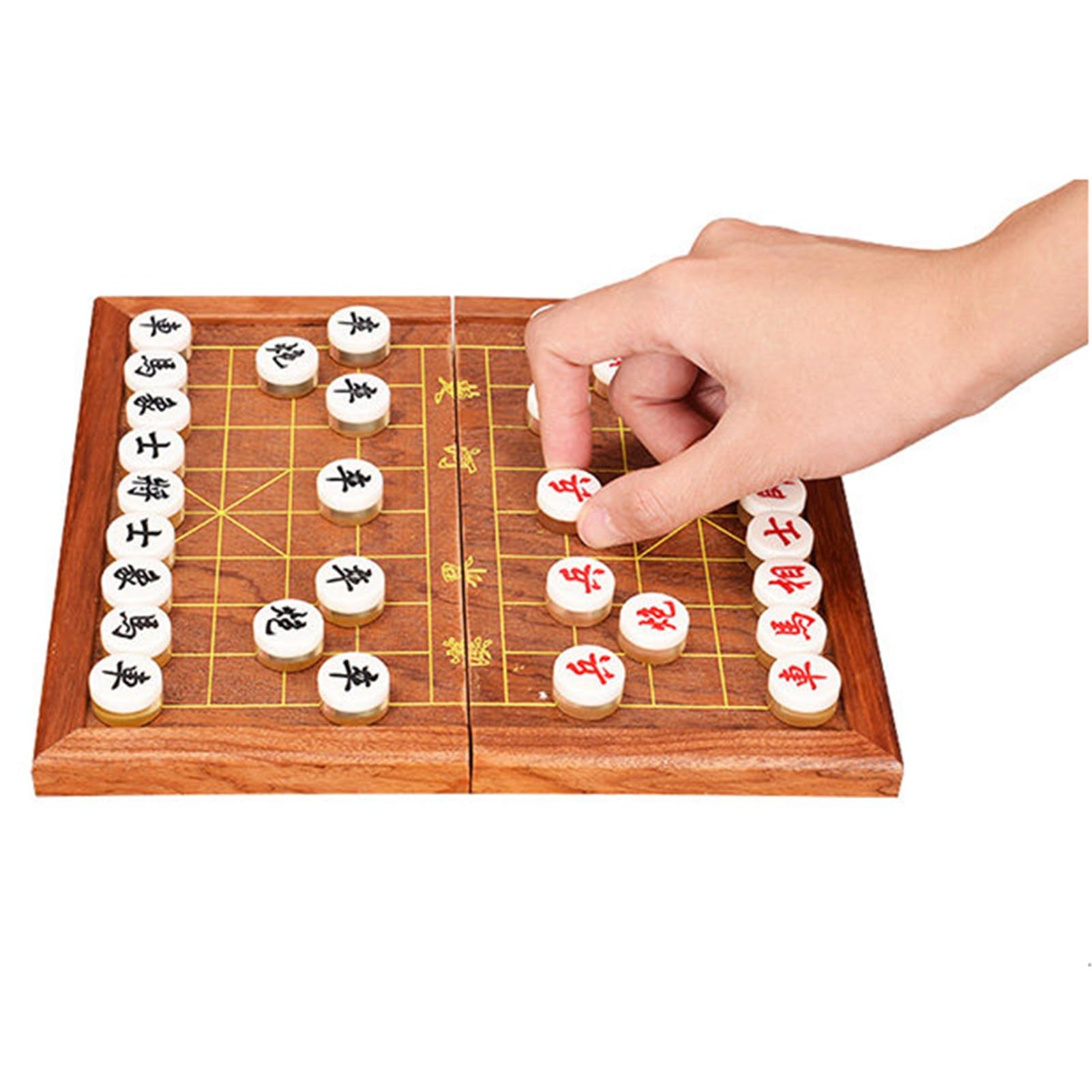 Juego de ajedrez Chino Xiangqi con Tablero de Chapa Plegable y Piezas acrílicas, Juegos de Mesa de Estrategia de Viaje portátiles for 2 Jugadores