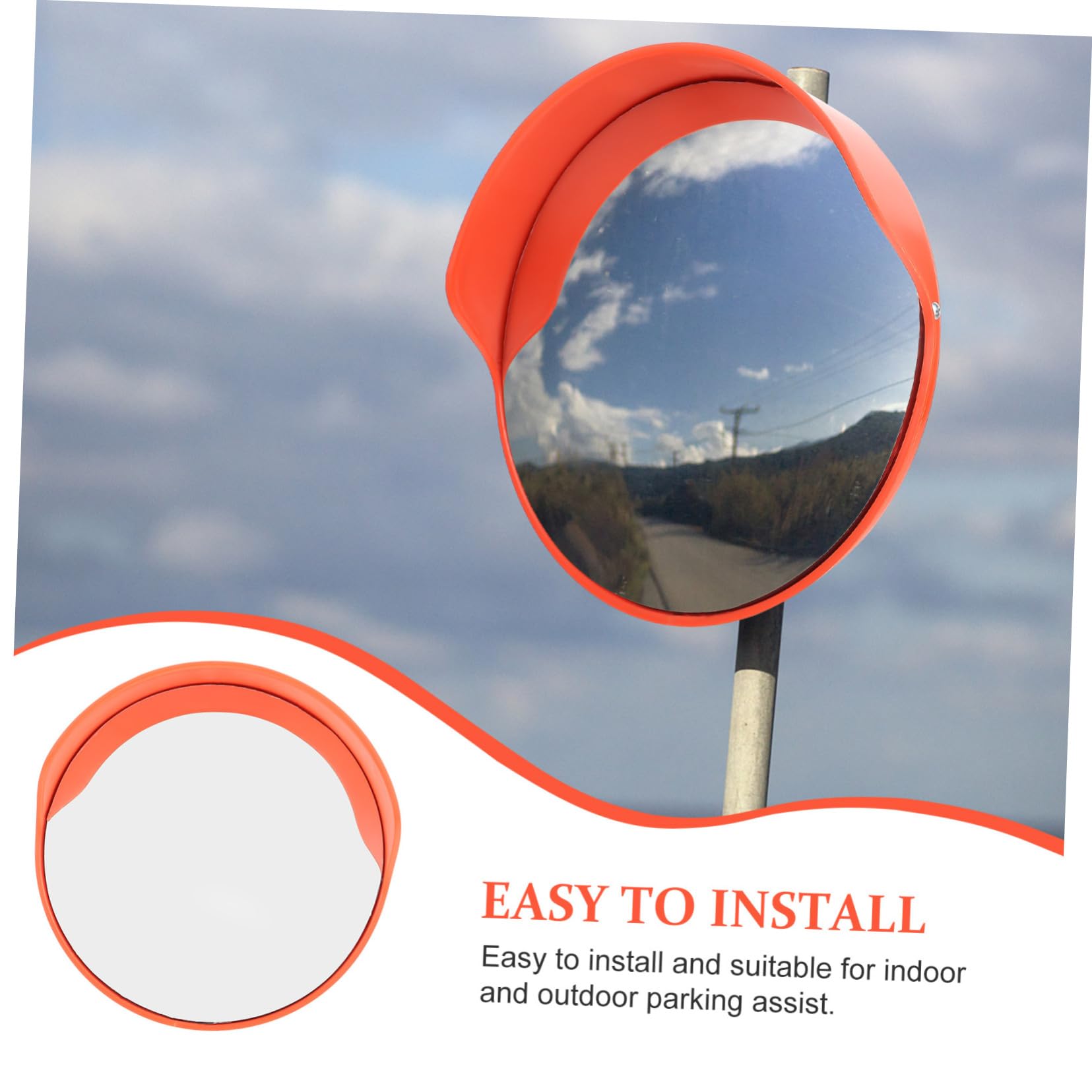 Miroir D’angle Convexe 30cm en Plastique et Métal Orange