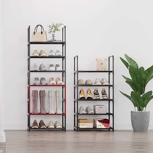 Miniatura 4 de Zapatero pequeño de 5 niveles, estante de zapatos apilable de metal para niños, organizador de zapateras, zapatero estrecho resistente para armario,