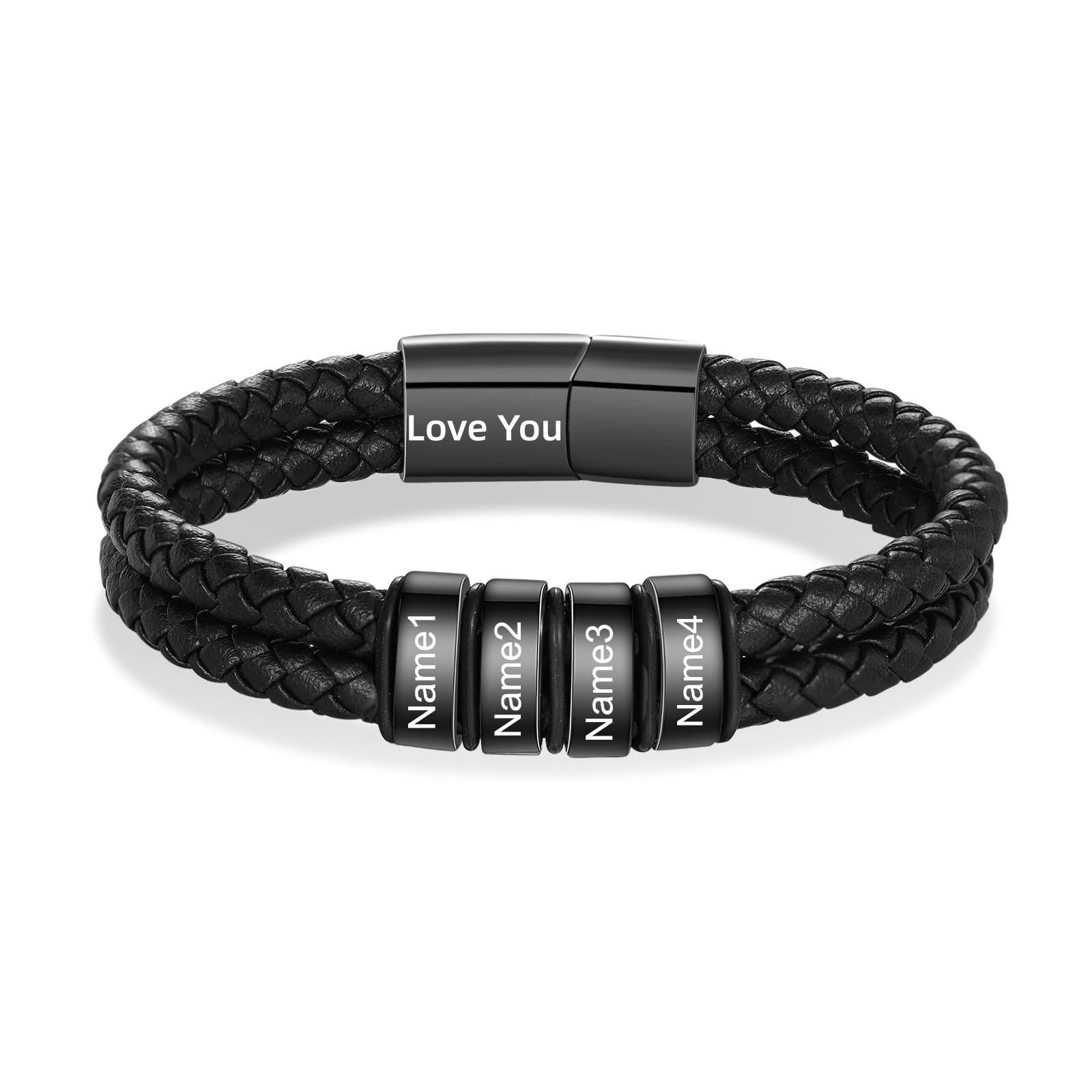 Custom Name Bracelets for Men, Personalized Leather Bracelet with 1-6 Names Father's Day, Christmas, Valentine's Day Gift for Dad,Husband,Son