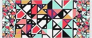 Colorful Retro Seamless Pattern Geometric Shapes 1 PC Washing Machine Cloth Dustproof Cover with Storage Bags Lace, Fridge Oven Dryer Top Dust Oil Proof Cover 51