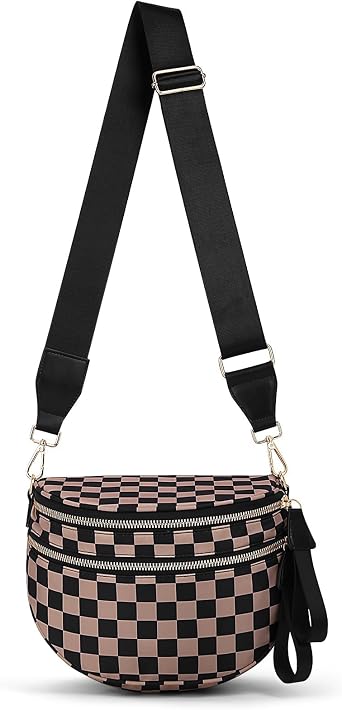 Lushandy Bum Bag Checkered Crossbody Bag Mom Everyday Purse