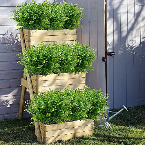 Artbloom 8 Bundles Outdoor Artificial Boxwood Uv Resistant Fake Stems Plants, Faux Plastic Greenery For Indoor Outside Hanging Plants Garden Porch Window Box Home Wedding Farmhouse Décor #TOP2