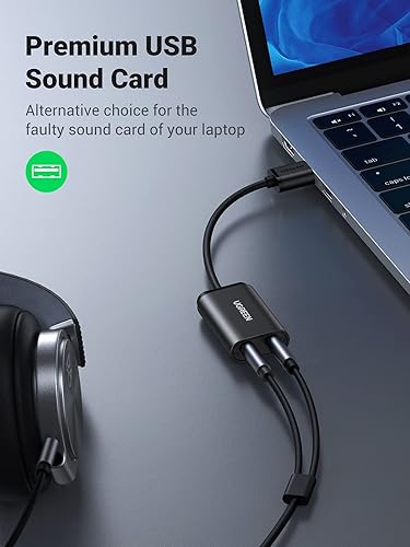 Miniatura 2 de UGREEN Paquete de adaptador de audio USB con adaptador de audio macho de 0.138 in a 2 RCA