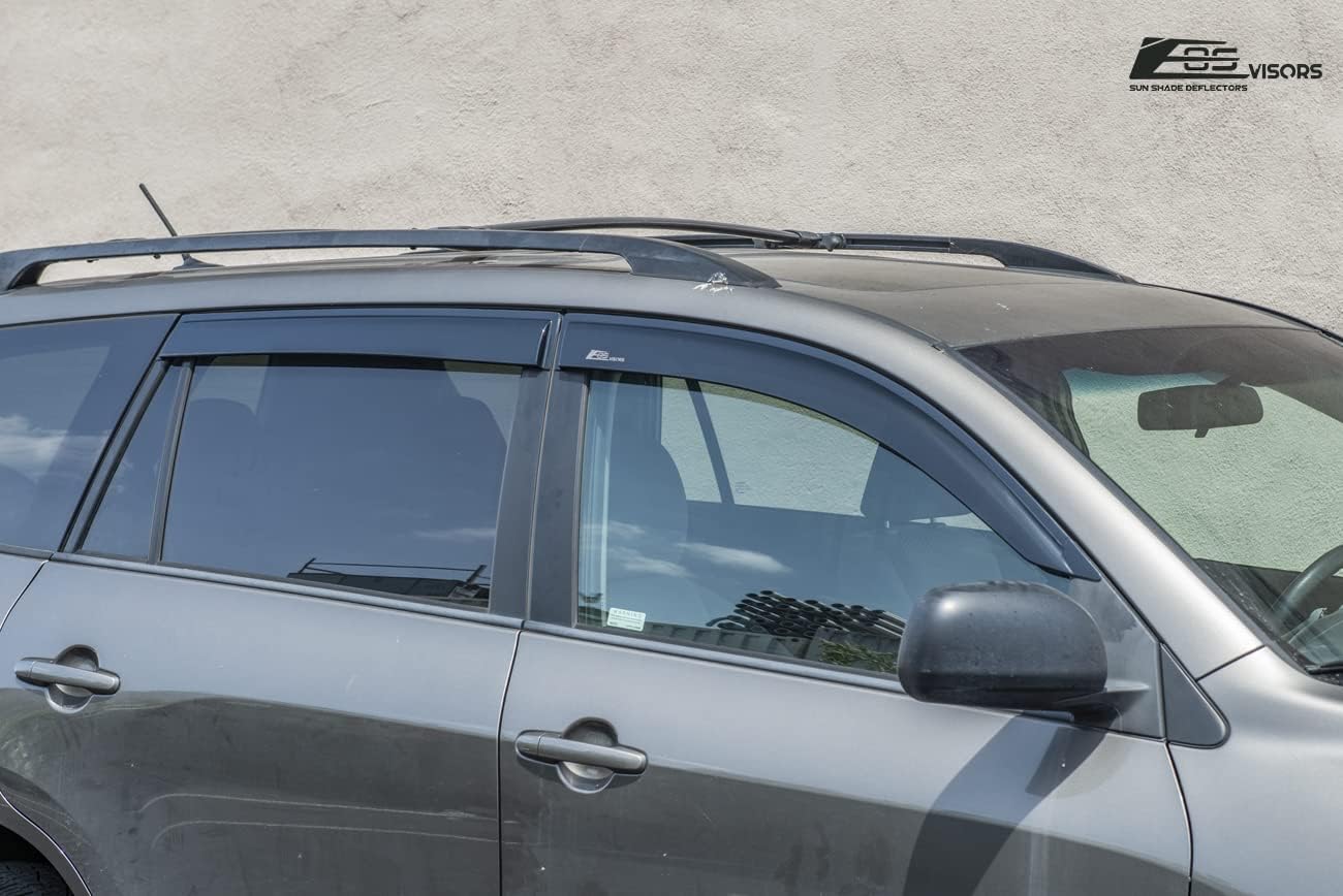 Replacement for 2006-2012 Toyota Rav4 | EOS Visors JDM Tape-On Style Smoke Tinted Side Vents Window Deflectors Rain Guard DWV-V72