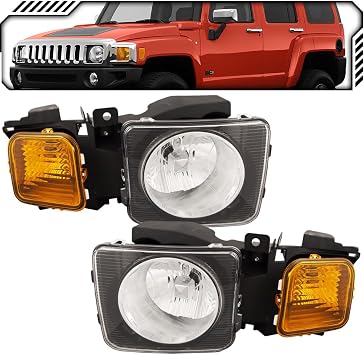 EPIC LIGHTING Halogen Replacement Spec Headlights Compatible with HUMMER 06-10 H3 09-10 H3T [ HU2502100 HU2503100 15818967 15951164 ] Pair