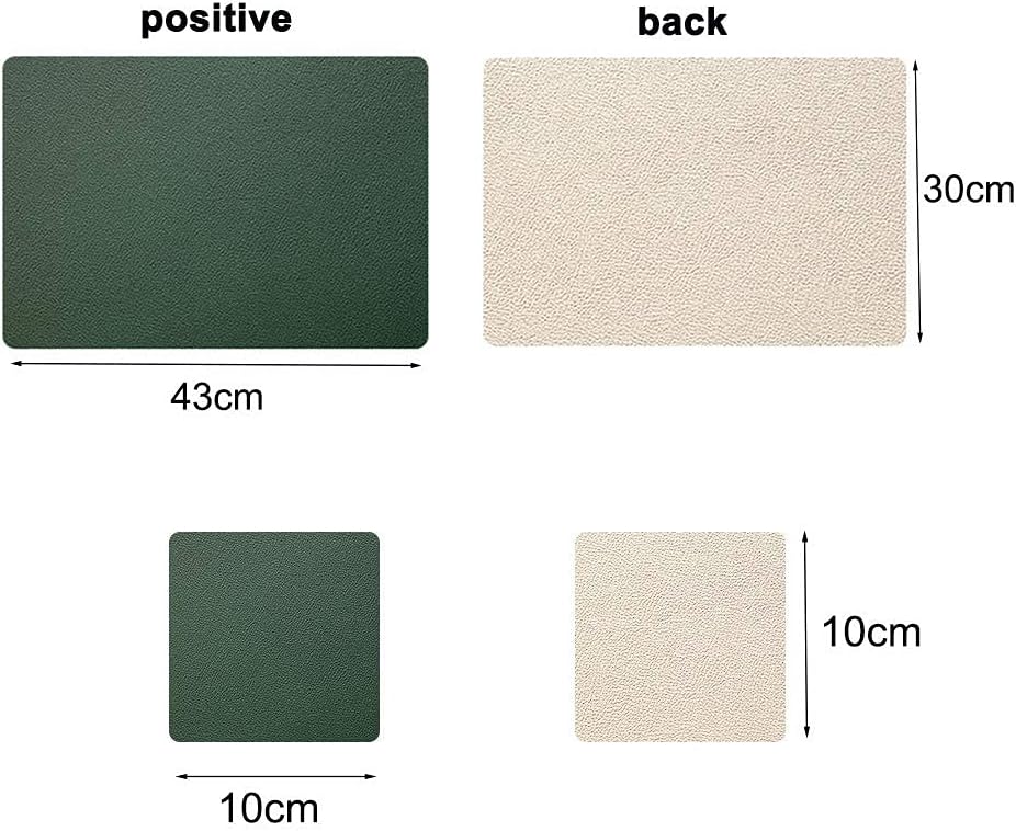 Placemat 4-Piece and 4-Piece Coaster,Rectangular Waterproof Oil-Proof Heat Insulation Pu Leather Place Mats,Double Sided