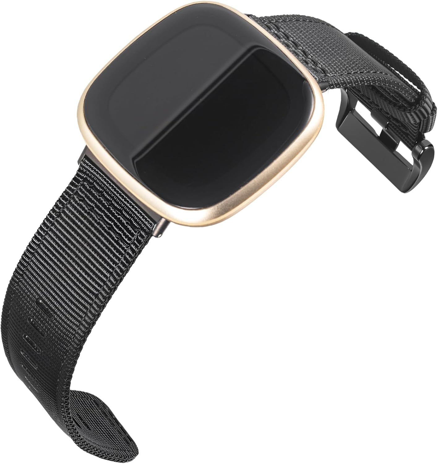 SMITHA Premium Glossy Nylon Watch Band Compatible with Fitbit Versa 3 / Versa 4 / Sense/Sense 2 | Military-Grade Non-Taper Design with Metal Buckle for Men