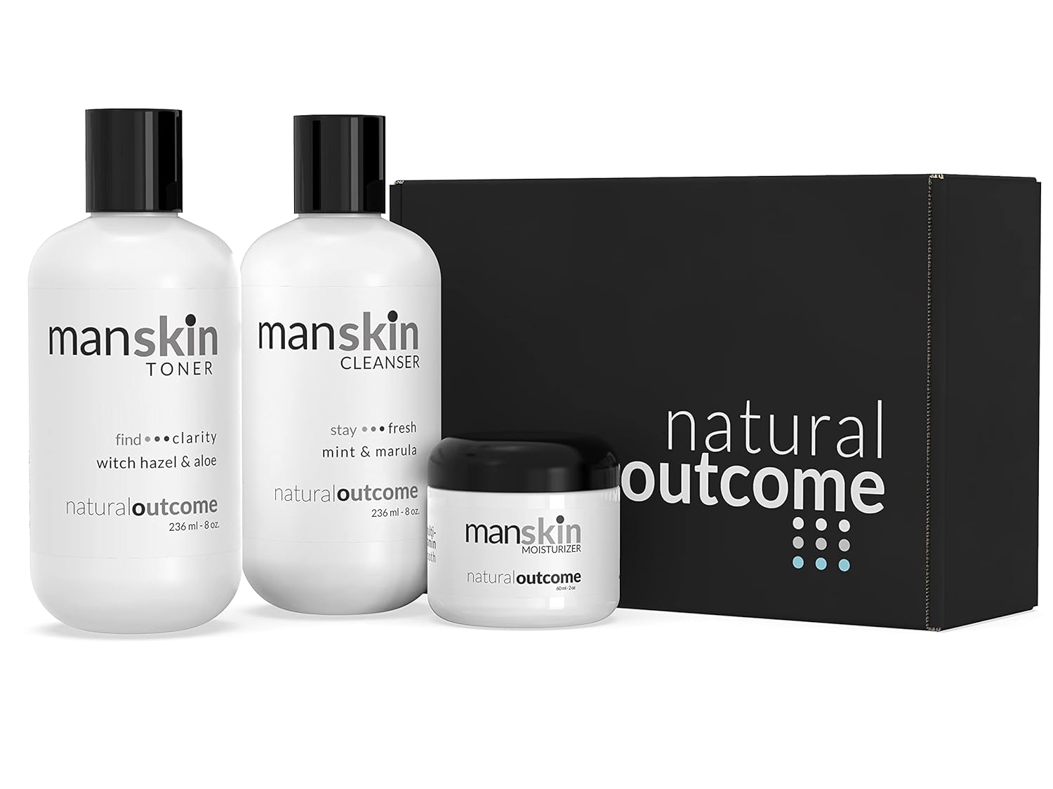 Skincare Kit for Men by Natural Outcome - Anti Aging Daily 3 Step Face Care Regimen Set : Beauty & Personal Care