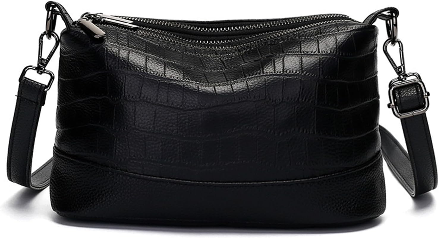 Sursee Crocodile Embossed Crossbody Bag for Women Genuine Leather Shoulder Purse Stylish Hobo Handbag