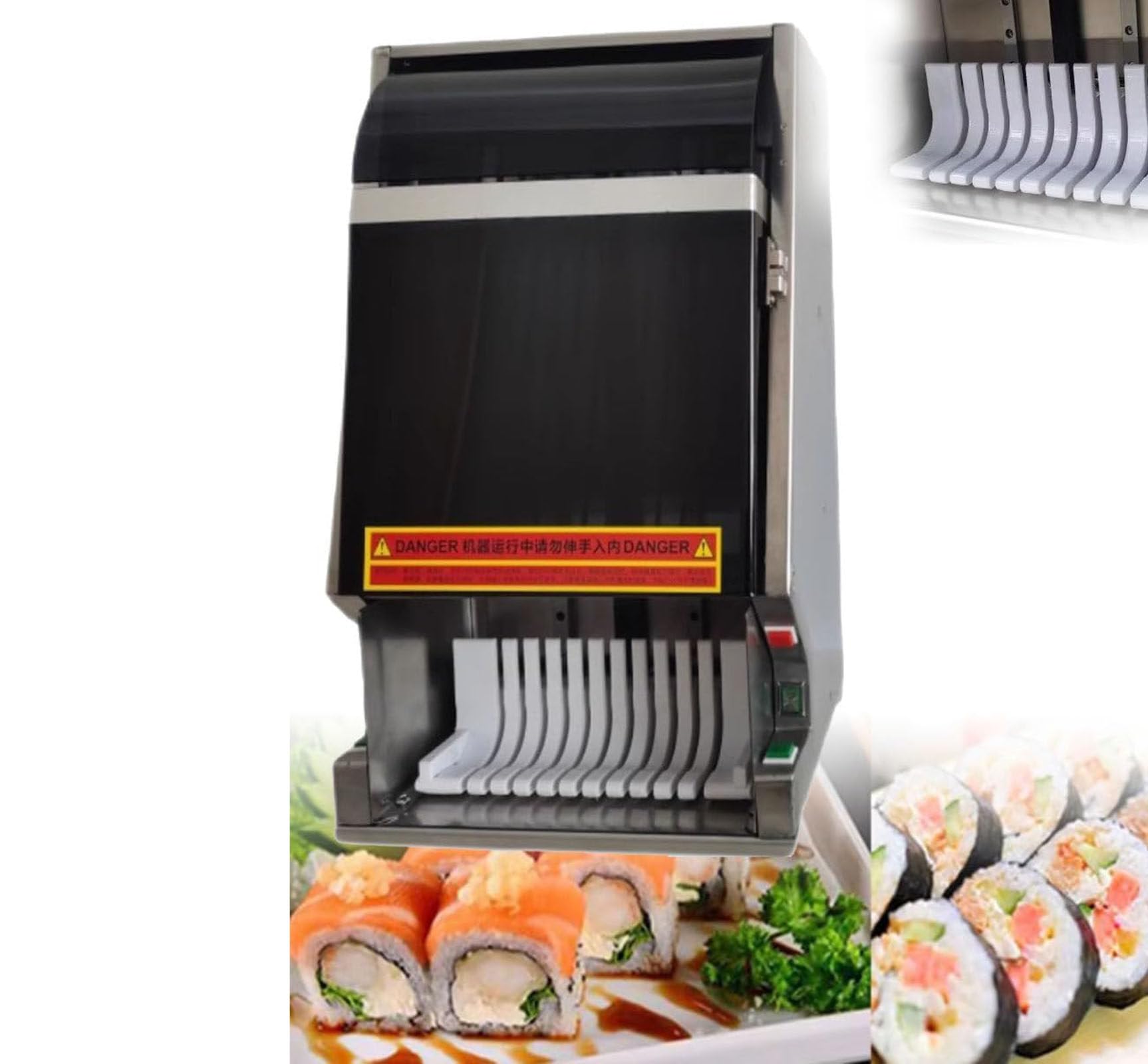OLSKFUH Automatic Sushi Roll Cutting Machine, Tabletop Sushi Roll Slicer With Detachable Stainless Steel Blade, Can Cut Different Shapes,For Restaurants, Kitchens, Snack Bars,12slices