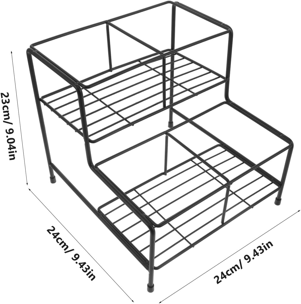 Coffee Syrup Rack Organizer Stand with Double-Layer 4-Compartment Storage Shelf for Syrup Bottles, Kitchen Countertop Holder for Coffee Bar and Beverage Station