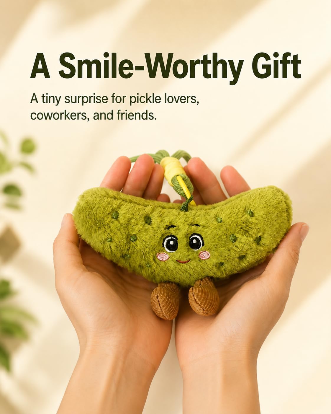 Pickle Keychain Cute Smiling Pickle Bag Charm Funny Cucumber Gift image 5