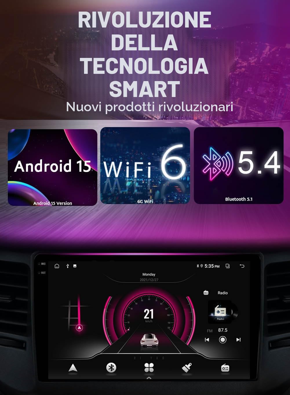 Autoradio da 7" per Renault Scenic 3, Renault Grand Scénic III 2009-2016, con guida a sinistra e destra, Android 15 Carplay, navigatore, radio, lettore video multimediale, touch screen, Bluetooth, GPS