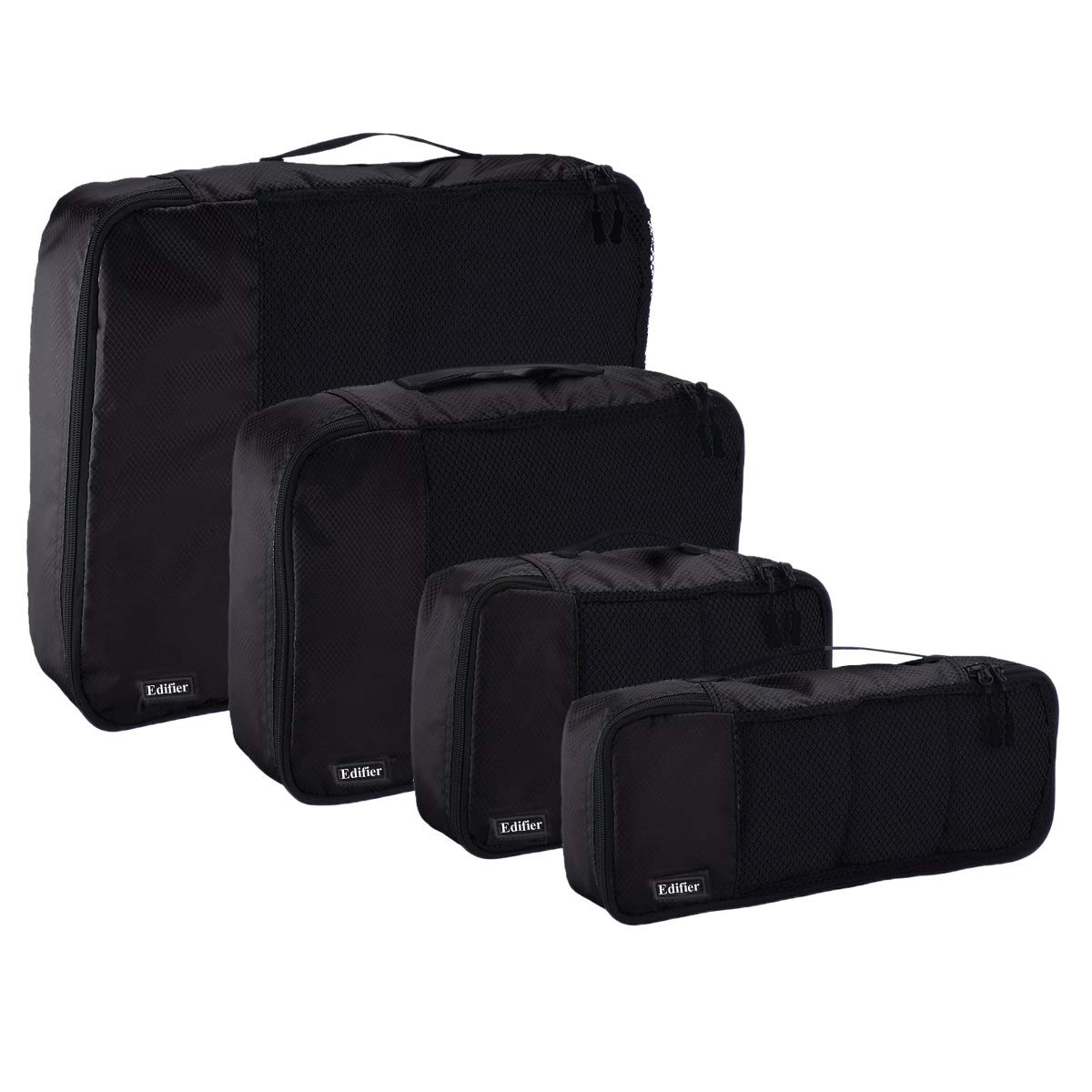 Edifier Bag Organizer Packing Cubes/Travel Pouch/Travel Organizer - Small, Medium, Large, and Slim, Black (4-Piece Set)-picture-47