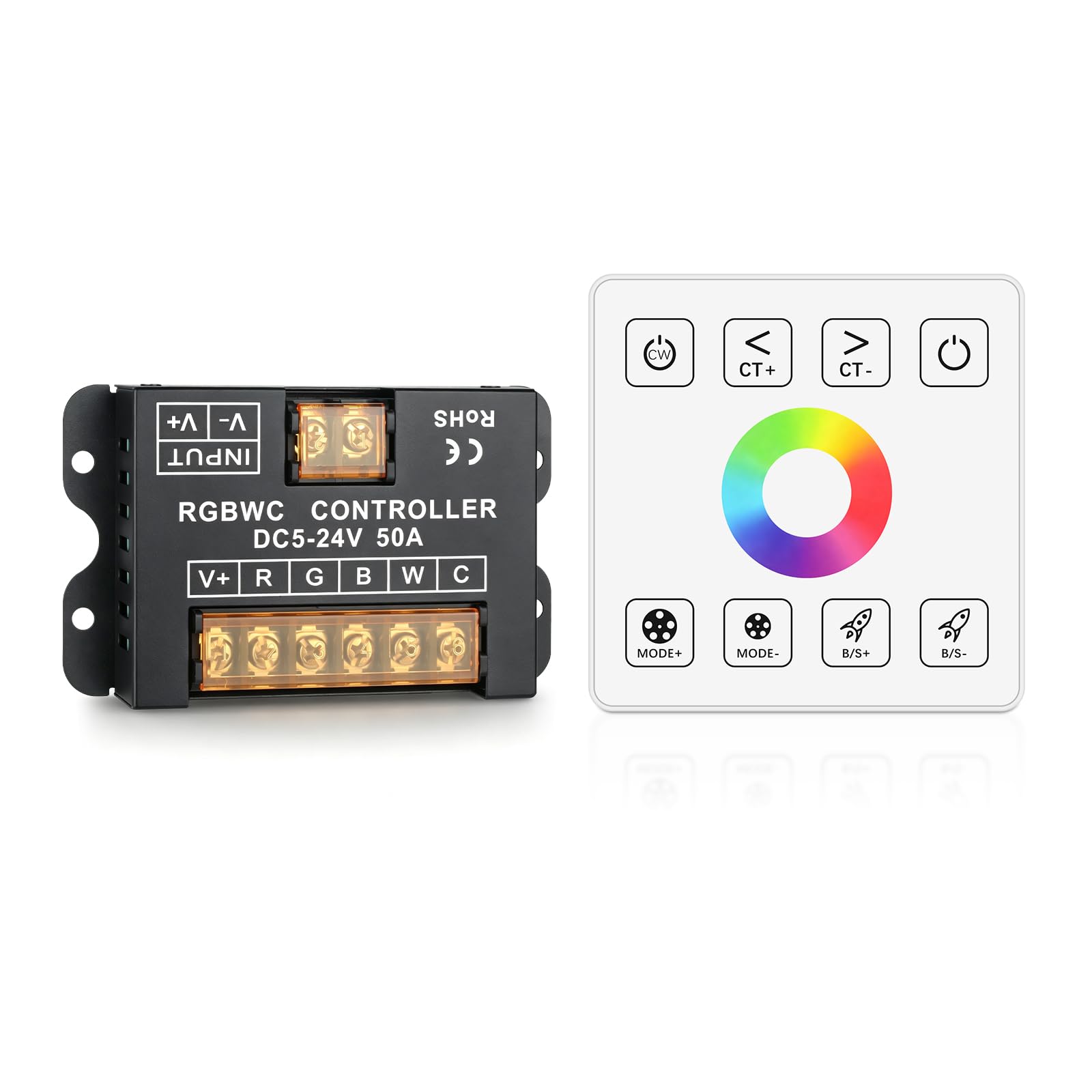 RF Wireless Remote LED Dimmer, 50A RGBWC Wall Mount Touch Dimmer Switch โ image 1