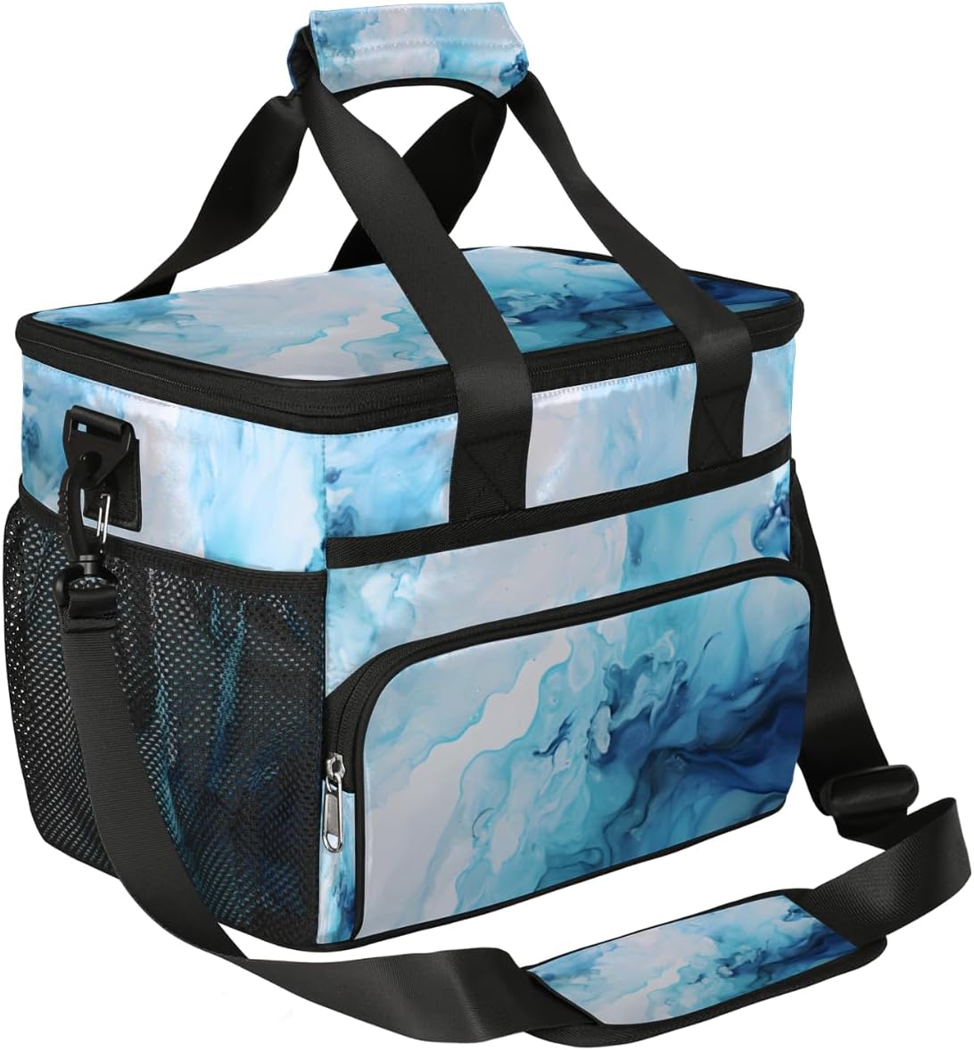 Texture Insulated Picnic Backpack Lunch Box for Women Men Picnic Basket Tote Lunch Bag Picnic Bag Portable Lunch Bags for Picnic, Beach, Work, Trip,Office, Camp Abstract Blurred Blue