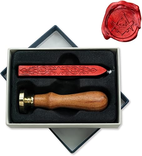 Miniatura 6 de Sello de cera masónico con caja y palo de cera (cuadrado y brújula)