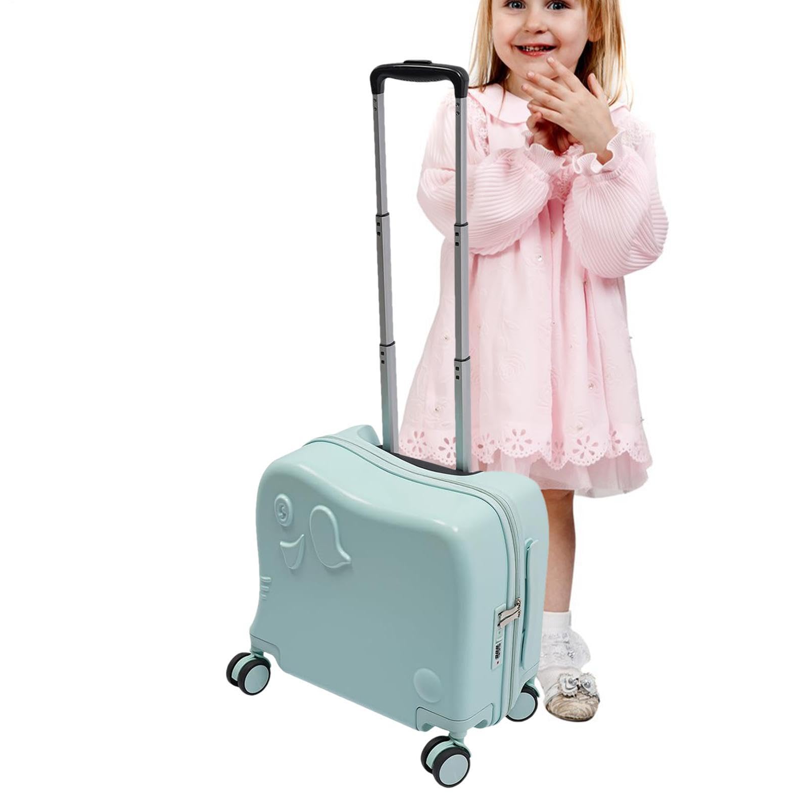 Bagaglio a mano per bambini, valigia con ruote per riporre oggetti da | viaggio con manico estensibile, design leggero e rigido, mobilità liscia, dimensioni compatte per viaggi e vacanze, Verde men