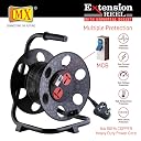 MX Extension Reel Board 16 Amperes Output 250 Volts with 50 Meters Heavy Duty Extension Cord Surge Protector, 32 Amperess MCB Switch, Safety Shutter, 2 International Sockets for Home Office Workshop gallery image