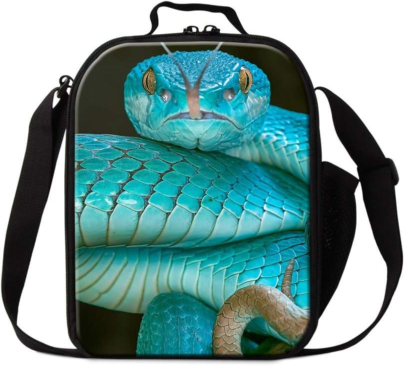 Cute Snake Lunch Bag Cool Lunch Box for Boys School Trendy Sling Cooler Bag for Children Picnic Bag