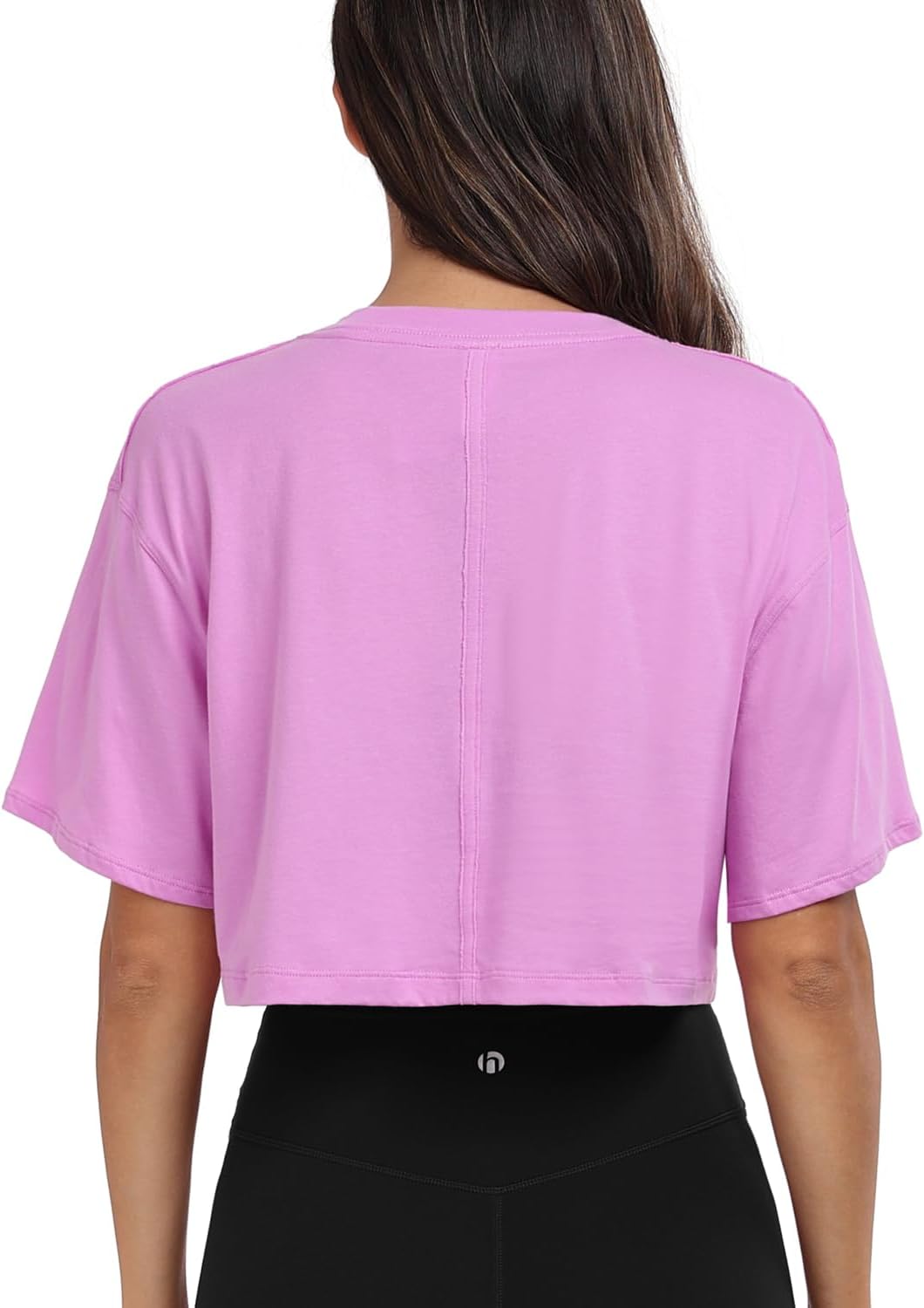 HeyNuts Pima Cotton Short Sleeve Workout Cropped Tops for Women Crew Neck Casual Basic Athletic Crop T-Shirt - Image 4