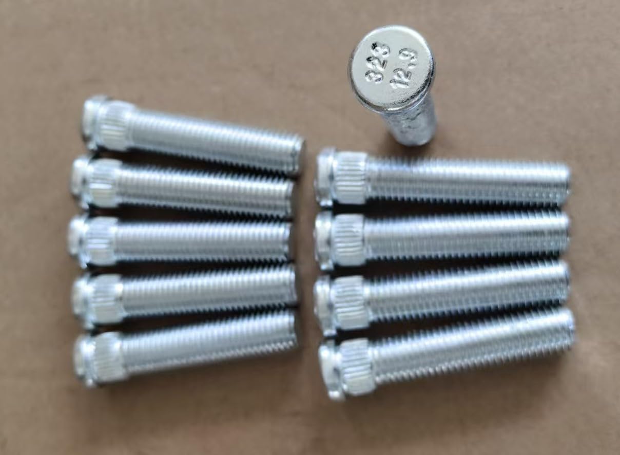 10PCS 1/2" Longer Than Stock Wheel Stud Lug Bolt Fits for 1982-2004 Chevrolet Corvette Cavalier Camaro w/Wheel Spacers .5" Extended Extra Length Front & Rear