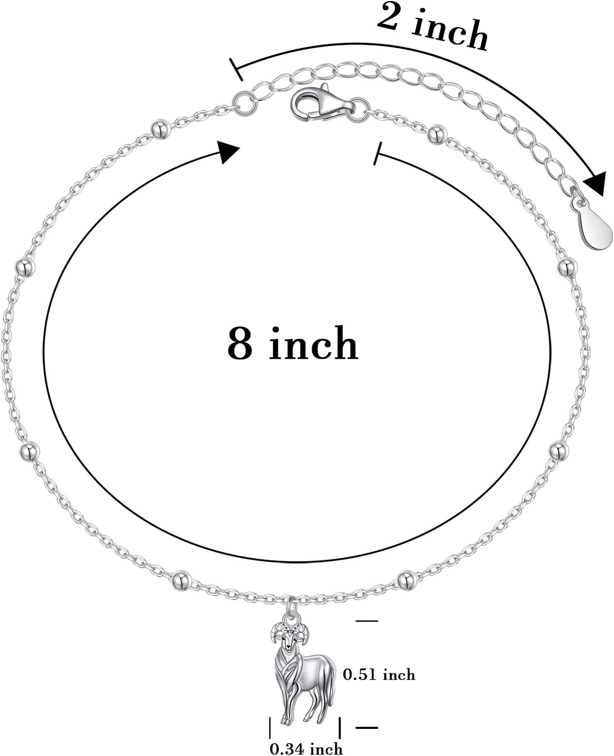 Anklet for Women S925 Sterling Silver Adjustable Plus Foot Plus Ankle Bracelet Jewelry - Image 6