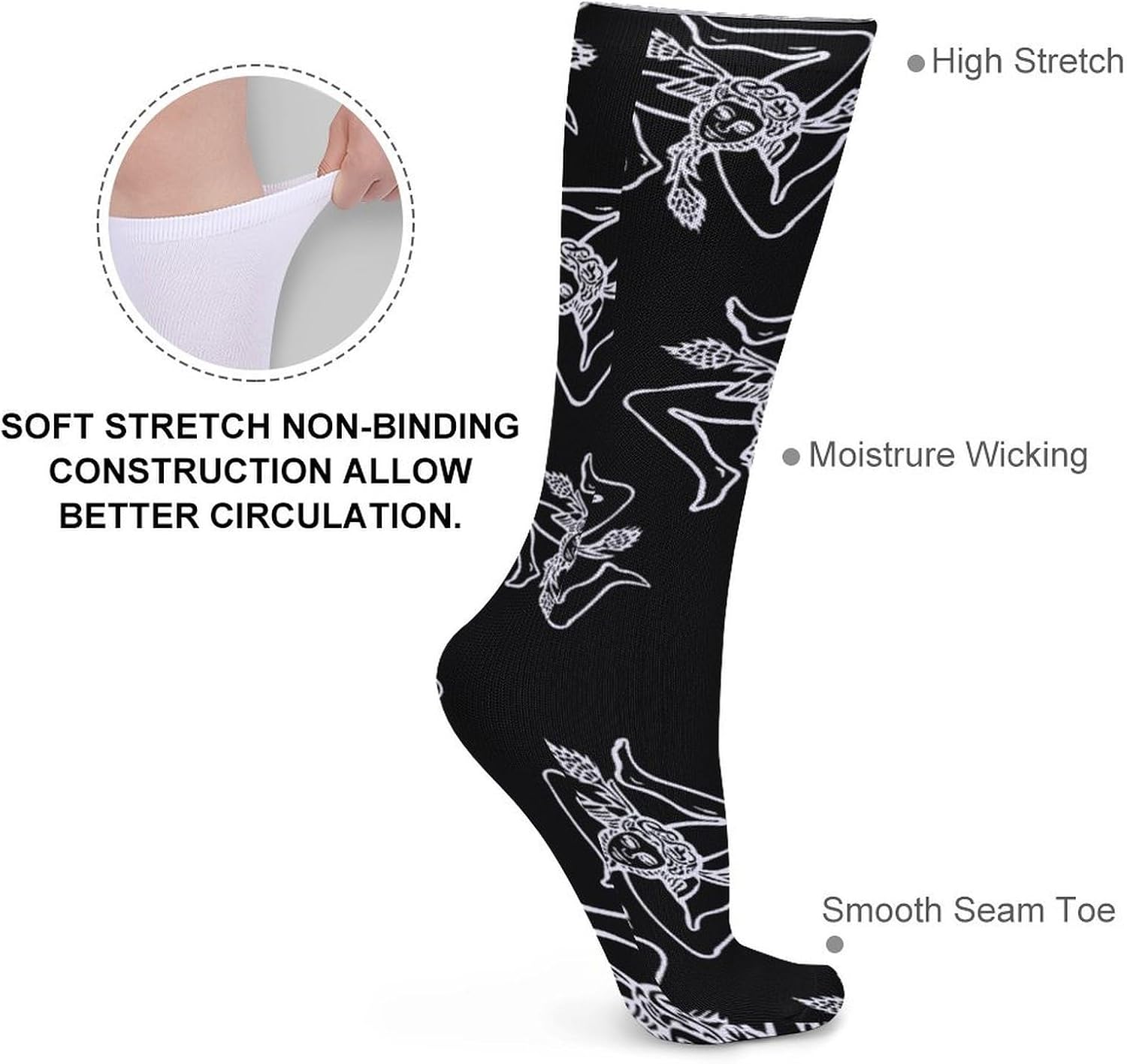 Sicilian Trinacria Knee High Socks Casual Long Stockings Over Calf Sock Tube for Women Men