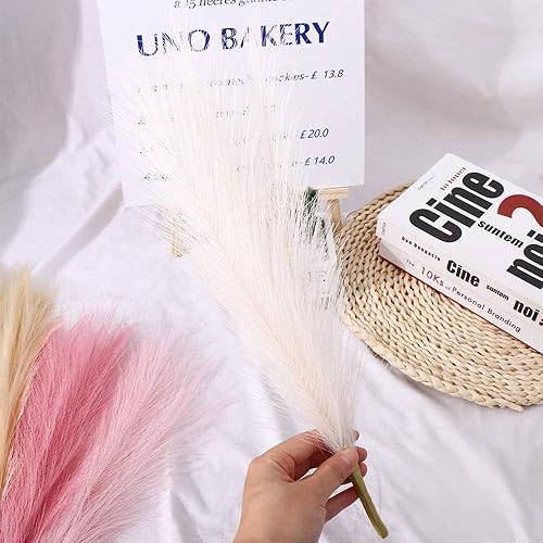 Miniatura 4 de Artificial Pampas Grass, Short Fluffy Pampas Grass Branches for Wedding Party Boho Home Decor Flower Arrangement Office Decor(Light Pink)