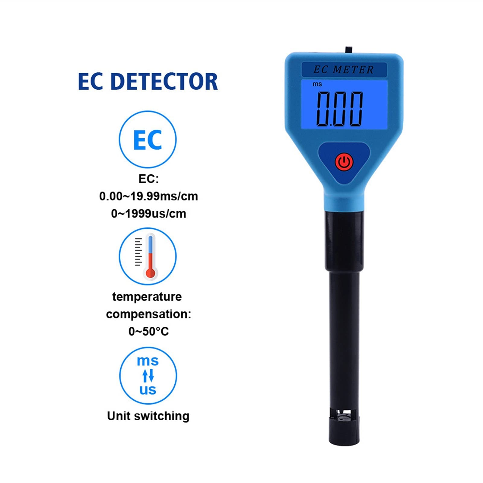 Probador de pH del agua, Analizador Portátil De Calidad Del Agua, Probador Pantalla Digital, Medidor Conductividad Acuario, Medición Rápida,para agua potable,