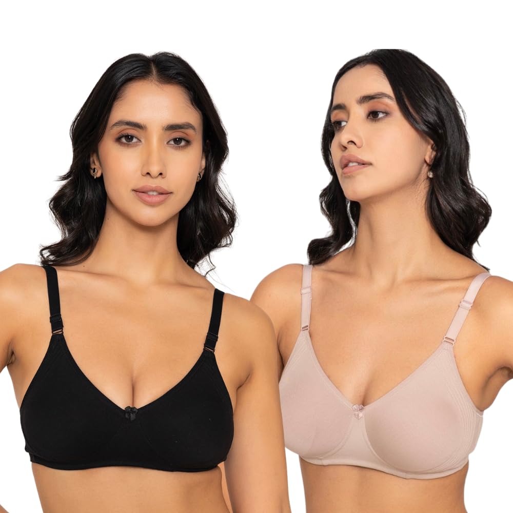 inkurv Encircled Side Support Shaper Wirefree Cotton Everyday Bra for Women and Girls | Full Coverage | Non Padded | Seamless | Sag Lift Support Bra- Delphia Combo of 2-picture-37