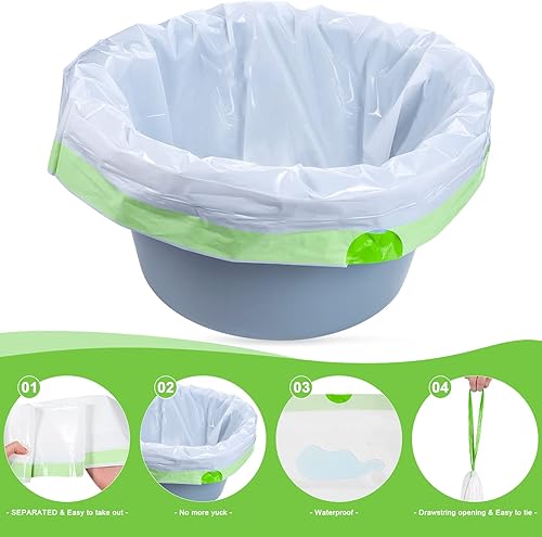 Miniatura 4 de Commode Liners - 150 forros fuertes para inodoro portátiles, se adaptan a todas las sillas estándar para adultos, inodoro, cubo de inodoro, bandeja