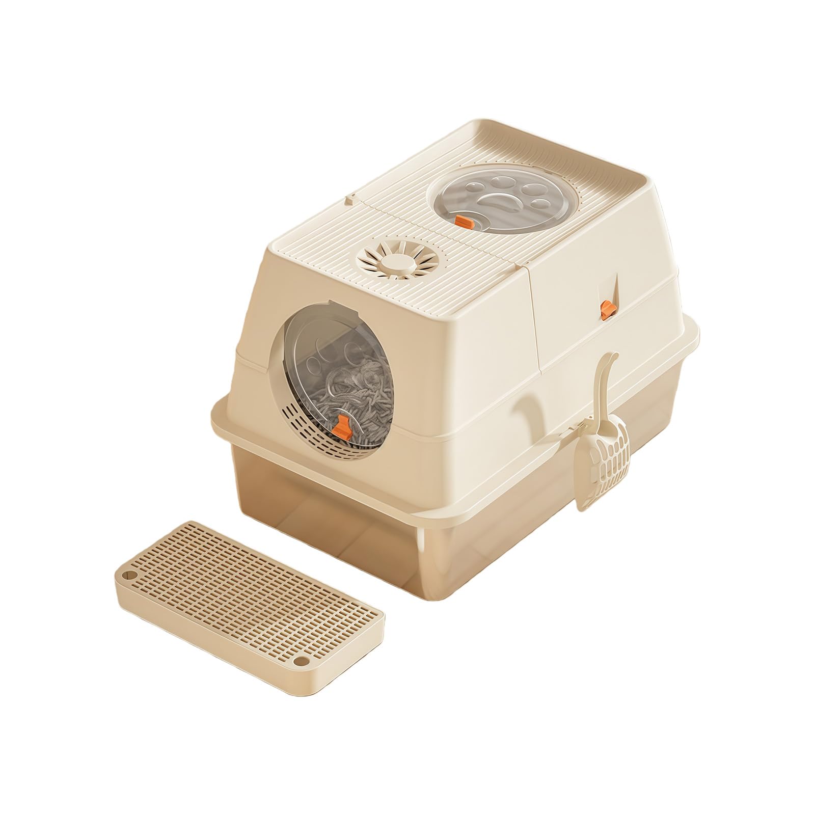 CAZSTYK Sturdy Nonrust Steel Cats Litter Box Nonstick Bottom Easy Cleaning Resistant for Long Time Use Enclosed Cats Litter Box