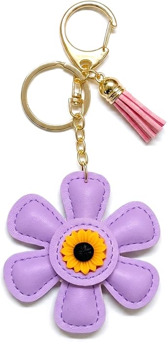 Leather Flower Bag Charm Sunflower Keychain Bag Charms for Tote Bags Purse Charms for Handbags Womens Birthday Gifts