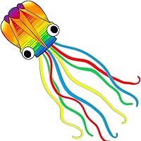 Xida Rainbow Octopus Kite for Kids 4-8 & Adults - Easy Fly Beach Kite with 200ft Line, Durable Large Kites for Family Outdoor Fun