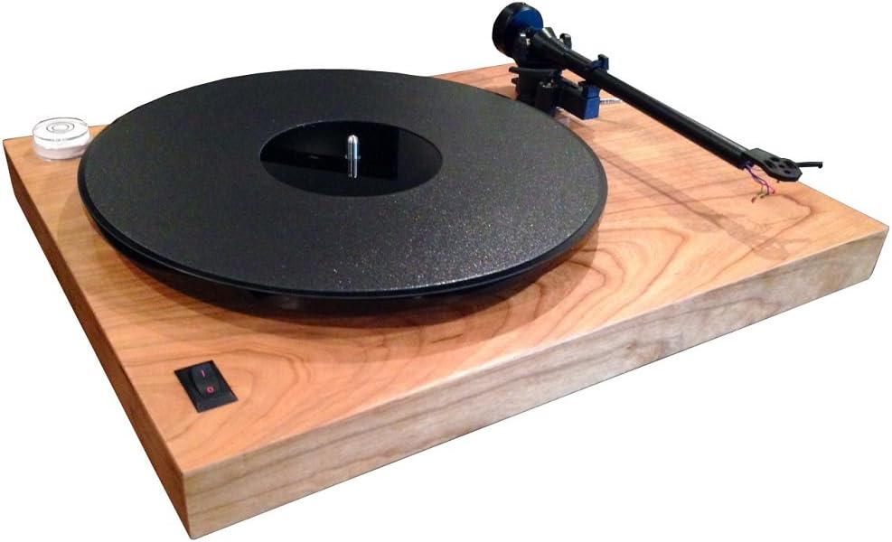 MOONBEAM Series III Turntable with Dust Cover and REGA S202 Tonearm- Genuine Cherry Finish- Made in USA!