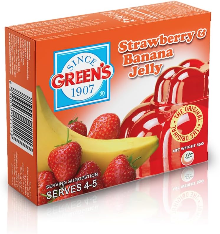 Green's Jelly Strawberry & Banana Pack Of 12Pcs 80G