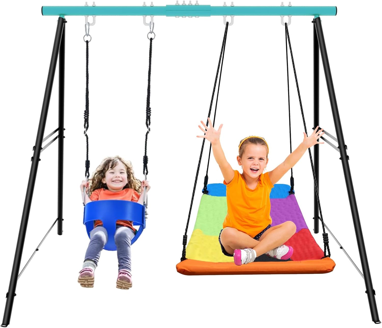 Swing Stand Frame 2 Seats, Swing Sets for Backyard, Hammock Chair Stand Only, Max Load 550Lbs, for Patio, Playground, Park(Swing not Included)