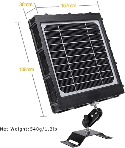 Miniatura 2 de Panel solar para cámara de sendero, WILDGAMEPLUS 14W 8000mAh 12V1.2A 9V1.6A 6V2.4A IP66 Cargador recargable impermeable con cables para cámara de
