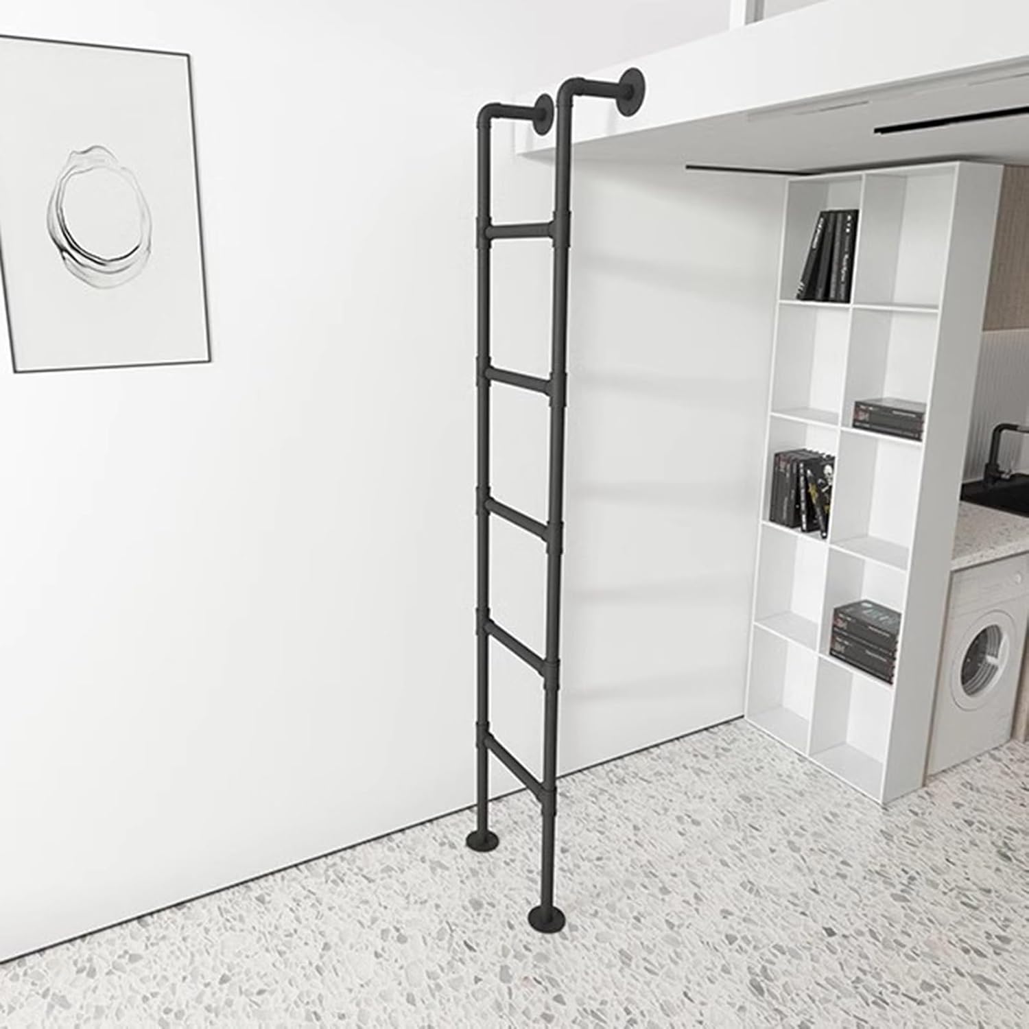 Dormitory Loft Bunk Bed Ladder, Black Metal Twin Beds Ladders for Cabin Appartment Travel Trailer, Camper Hook-on Climb Ladder (Size : 120cm(47.2in))